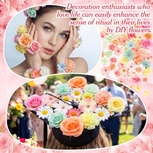 Mini Artificial Flowers Heads Set - Pastel Color & Elegant Style - 120 Pcs