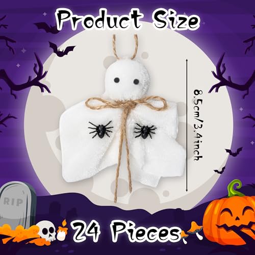 Halloween Ghost Hanging Ornaments Set - 24 Mini Rustic Decor for Haunted House & Yard