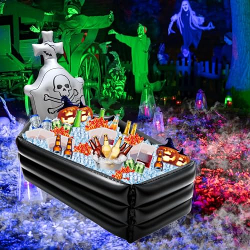 Inflatable Halloween Coffin Drink Cooler - 44 Inch Outdoor Party Ice Bucket