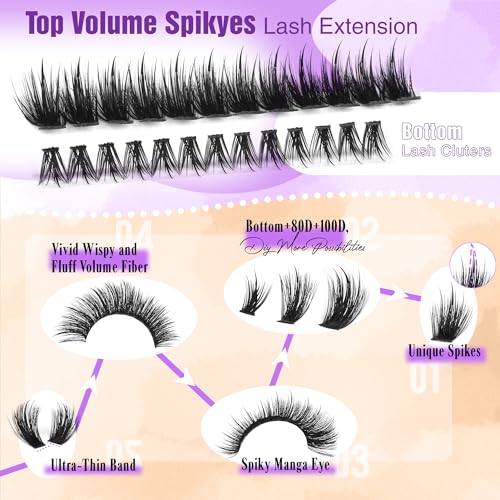 D Curly Spiky Lash Clusters 80D 100D Volumizing Eyelash Extensions 6-20mm - 255Pcs