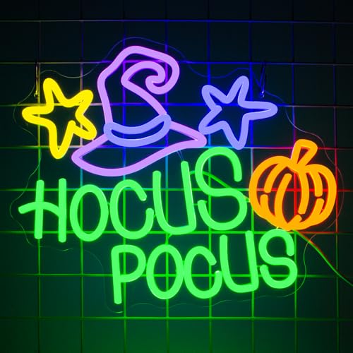 Neon Sign - Hocus Pocus LED Wall Light for Halloween Party Decor - Green & Purple