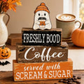Halloween Ghost Coffee Table Decor Set - Wooden Bar Sign 4 Pcs