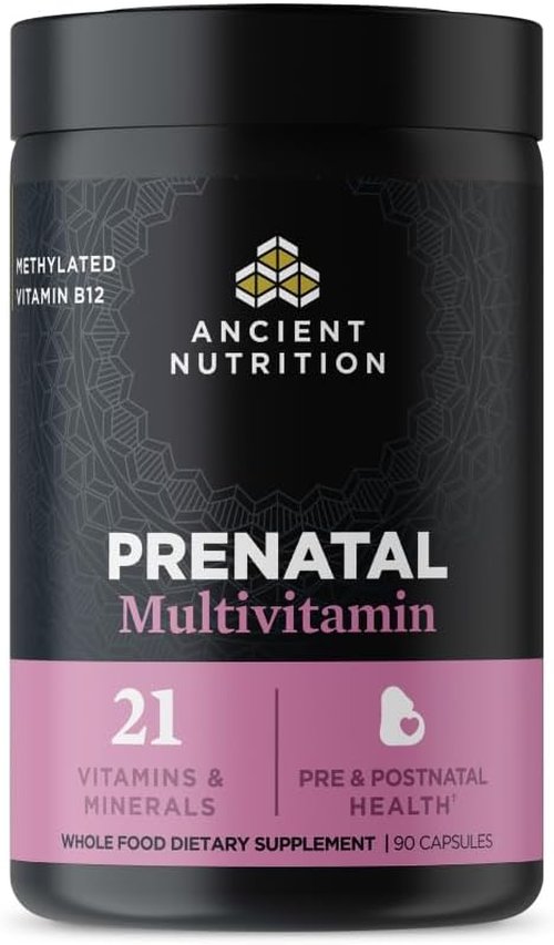 Ancient Nutrition Prenatal Vitamins - Methylated Multivitamin for Women's Fertility & Pregnancy Support | 90 Ct