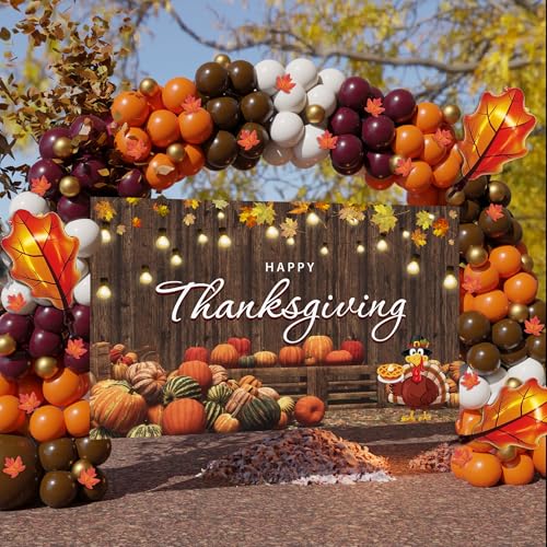 Thanksgiving Balloon Arch Kit with 197 Balloons & Backdrop for Party Decorations
