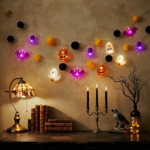 Halloween String Lights 10FT 20 LED Pumpkin & Ghost Party Decor - Variation of 1P String Lights