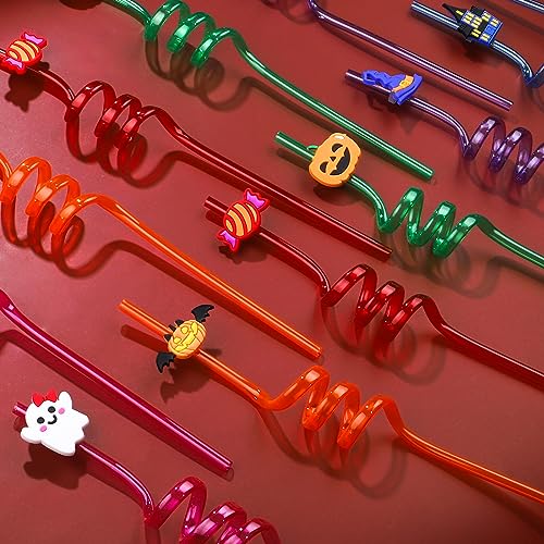 24Pcs Halloween Party Straws - Ghost Pumpkin Cat Design, One Size