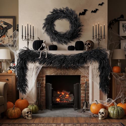 Halloween Black Norfolk Pine Garland - 6 ft Faux Halloween Decor — Variation of Norfolk Pine