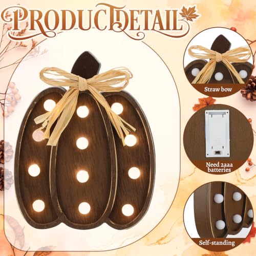 Lighted Pumpkin Decor Set - Brown Farmhouse Fall Thanksgiving Halloween
