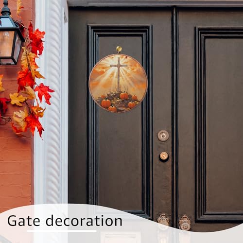 Pumpkins Fall Christian Thanksgiving Wall Art Decor - Rustic Autumn Canvas 10x10 with Hanging Hook