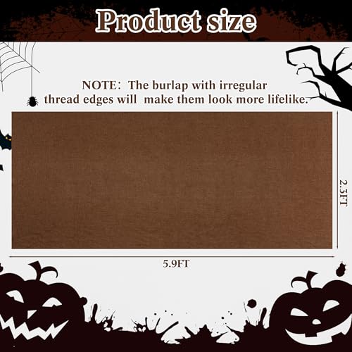 Halloween Graveyard Mound Cover Set - Brown Burlap Haunted Cemetery Decor, 5.9 x 2.3 ft, 2-Pack with Stakes