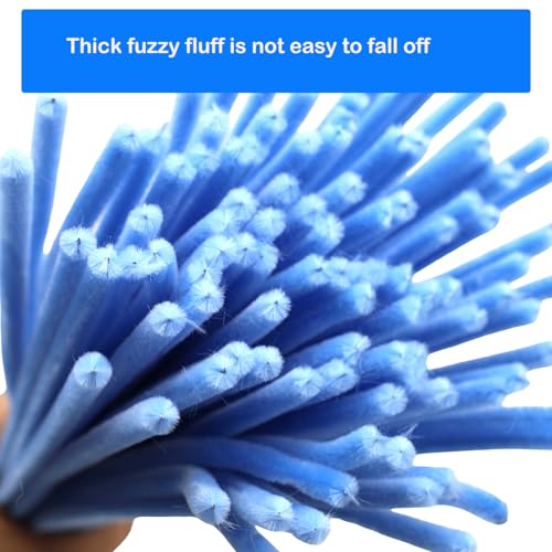 Light Blue Gradient Pipe Cleaner Craft Set - 300 Fuzzy Chenille Stems for DIY Decorations - Light Blue Series