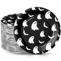 Halloween Paper Plates Ghost Bat Black 7 Inch - 100 Pack, Variation: Black Ghost Bat