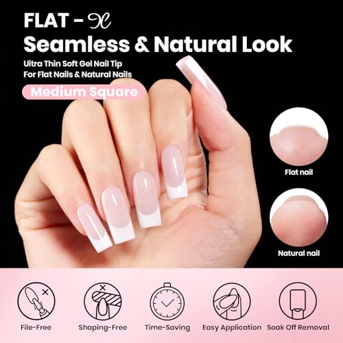 Beetles Gel Nail Kit Flat-X Square Medium Tips 320pcs - B Square M 16 Sizes