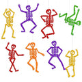 Halloween Skeleton Decorations - 8-Pack Glitter Hanging Skeletons with String - Skeleton Variation