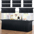 Black 8ft Spandex Tablecloths for Rectangle Tables, Wrinkle-Free Fitted Covers - 8 Pack