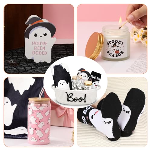 Mindsoft 7 Pcs Halloween Boo Basket Gifts Set - White Ghost Style