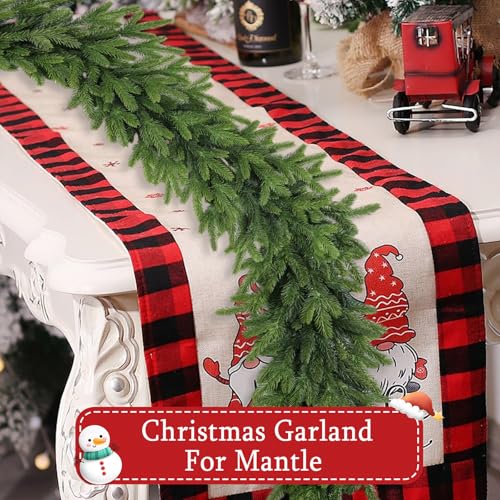 9Ft Artificial Christmas Garland for Staircase & Fireplace - Soft Pine, Realistic & Bendable Holiday Decor