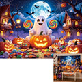 Halloween Backdrop Cute Ghost Pumpkin Candy Theme - 8x6FT - Kid Party Decor