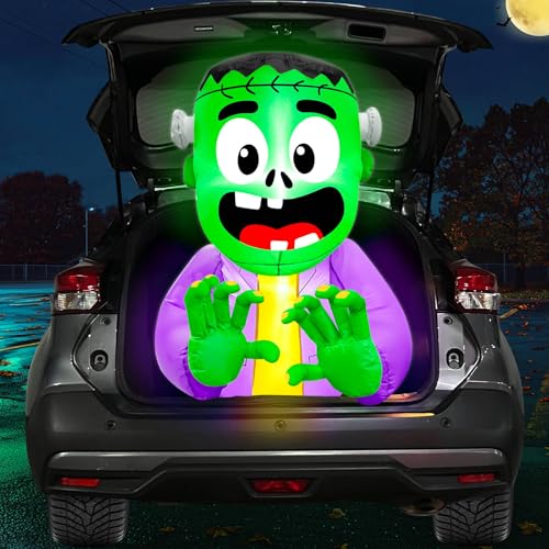 3.5 Ft Inflatable Halloween Zombie Car Decoration Kit with LEDs - Trunk or Treat Prop