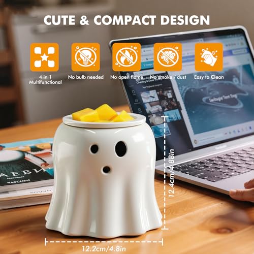 Halloween Ghost Wax Melt Warmer with Ceramic Dish - Scented & Decorative