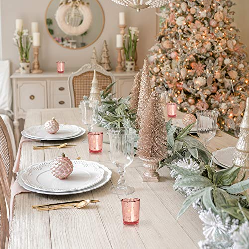 Rose Gold Votive Candle Holders Set of 12 Mercury Glass Decor