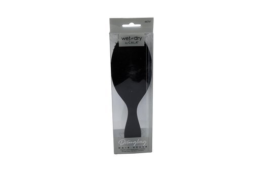 CALA Wet-N-Dry Detangling Hair Brush - Soft Flexible Bristles for Smooth, Frizz-Free Hair | Black