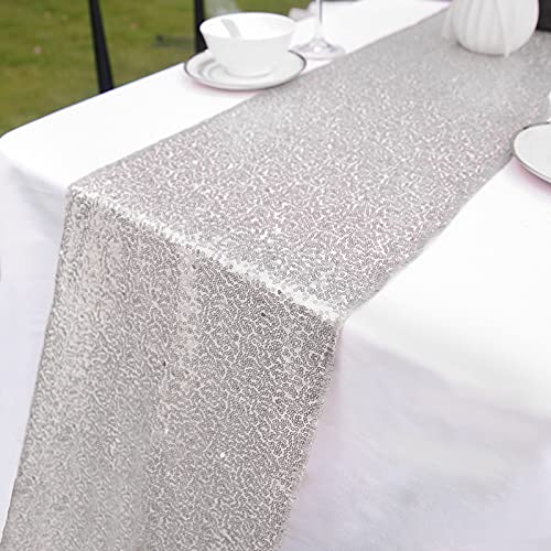 Silver Glitter Table Runner 12 x 108 Inch for Weddings & Parties - Variation of THIS listing