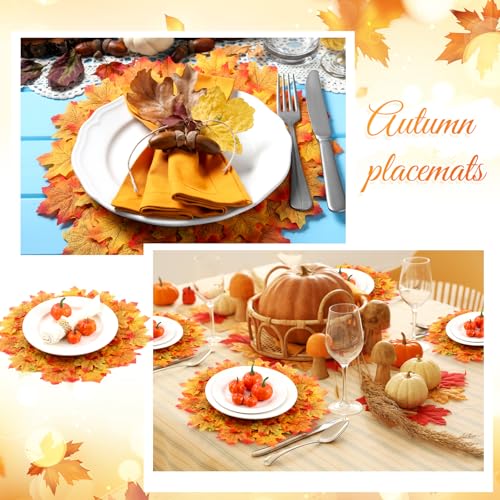 Thanksgiving Maple Leaf Placemats Set of 8 - Fall Autumn Table Decor 17.75 Inch