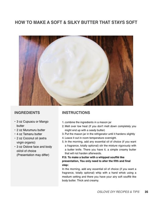 Oslove Organics Tamanu Butter 8 oz Use in Soaps, Body Butters, Salves, Lotions and Cremes