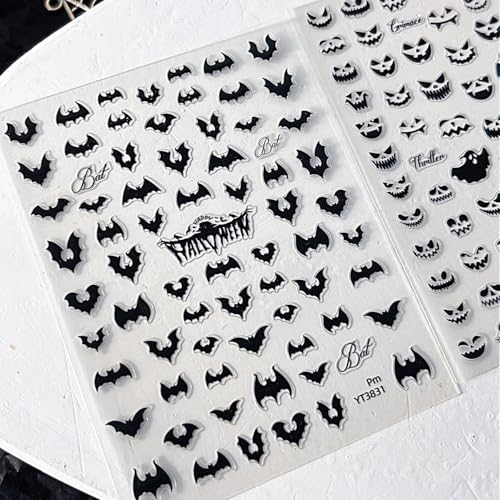 Halloween Nail Stickers for Nail Art Scary Bat Design - Halloween Style 2