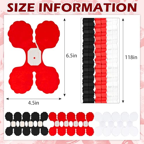 Red, Black & White Party Streamers - 12Pcs 9.8ft Hanging Paper Garlands