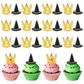Witch Hat and Crown Cake Toppers Set - Halloween Party & Birthday Decoration