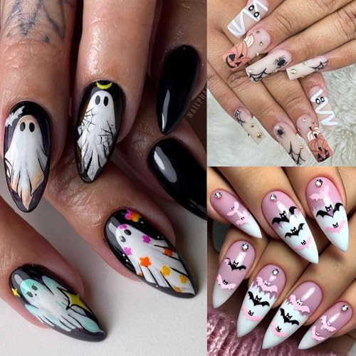 Halloween Nail Stickers Set - 9 Sheets Ghost Spider Web Bats - Halloween 9swcs