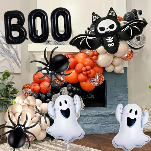 Halloween Black Boo Letter Ghost Bat Spider Foil Balloons - Party Decorations