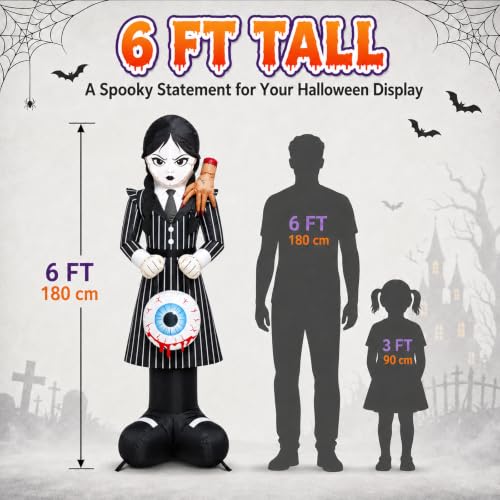 Halloween Inflatable Spooky Gothic Girl Witch Yard Decor - Scary Girl Variant