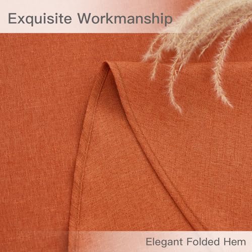 Maxmill 70-Inch Round Linen Textured Fall Tablecloth - Rust, Spill-Proof & Wrinkle-Free