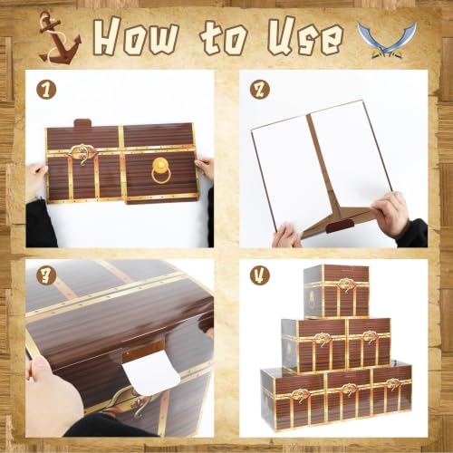 Pirate Party Decorations Kit with Treasure Chest Boxes, Cards & Fishing Net