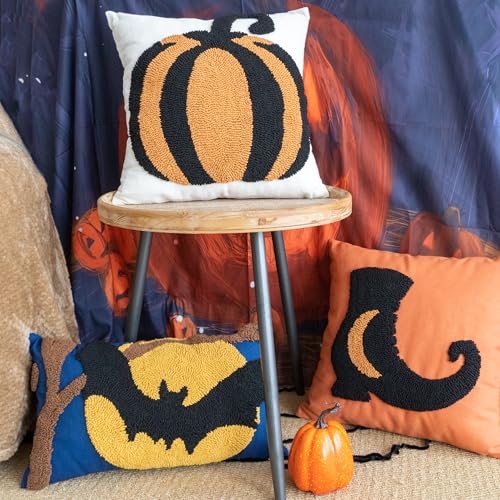 Halloween Bat Moon Tufted Throw Pillow Cover - 20x12 Inch Gothic Decorative Pillow, Pack of 1