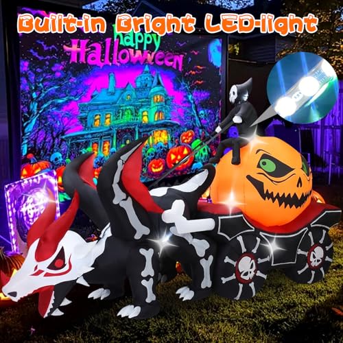 9 FT Halloween Inflatable Pumpkin Carriage with Grim Reaper & LED Lights