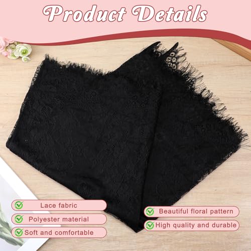 Black Lace Table Runner 30x120 Inch Long Tulle Fabric for Tables & Decor
