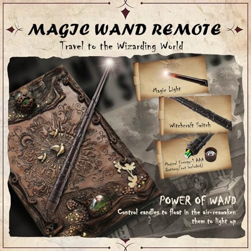 Floating Flameless Candles with Remote Wand Set - Halloween & Holiday Decor, White, 12 Pcs