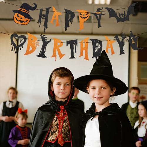 Halloween Party Banner Decorations Glitter Spooky Pumpkin Bat Ghost Garland