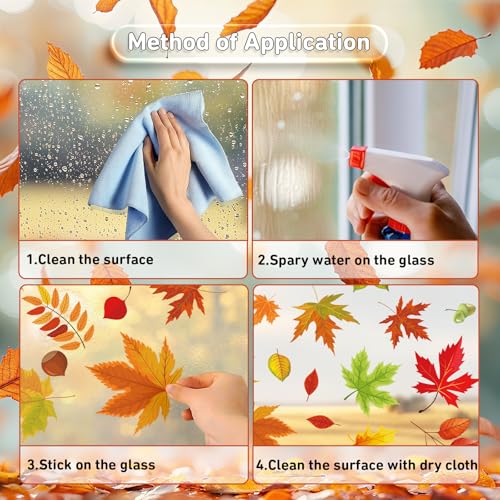 Fall Leaves Window Clings - 6 Sheets 60 Pieces Autumn Decor with Maple & Acorn Patterns