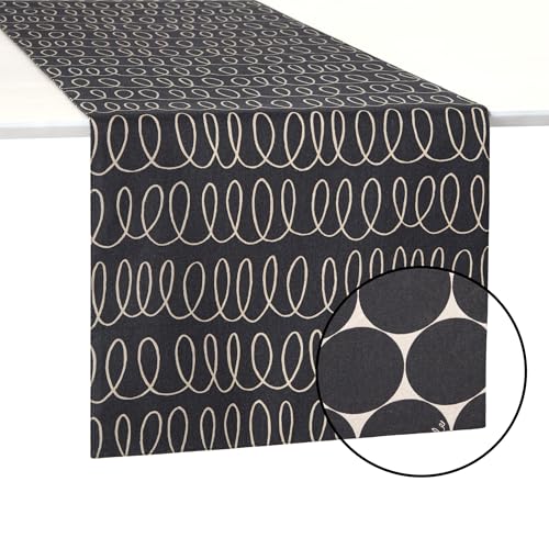Reversible Cotton Table Runner - Black and Beige, 15x72 Inches - Kate Spade