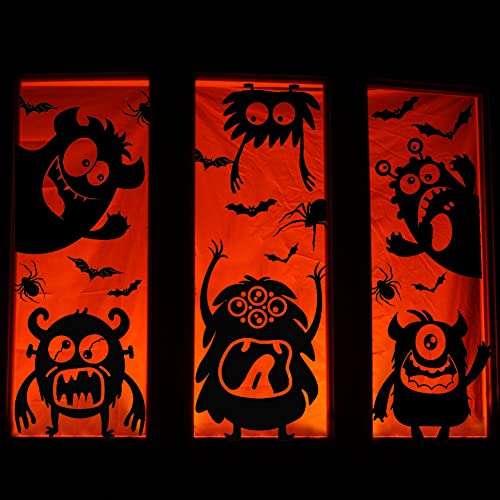Monster Window Clings Halloween Decorations - Silhouette Stickers for Glass - Variation of Monster Window Clings