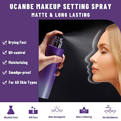 UCANBE Makeup Setting Spray Kit SET02 - Hydrating Matte Finish, Loose Powder & Puffs