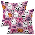 Pink Ghost Skull Throw Pillow Covers 20x20 Inch Set of 2 Halloween Cushion Covers - Pink Ghost Variation