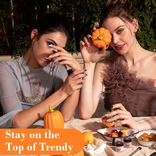 Dip Powder Nail Kit Starter Set - Orange Sparkle Fall Colors, No Lamp Needed