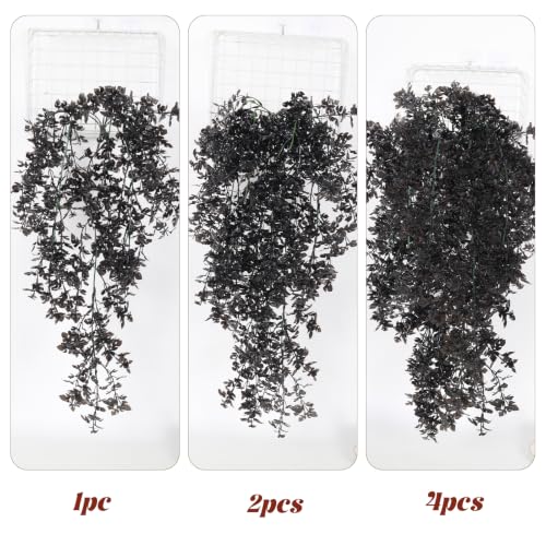 Black Faux Monstera Vines - Hanging Decor for Halloween & Outdoor 4 Pack