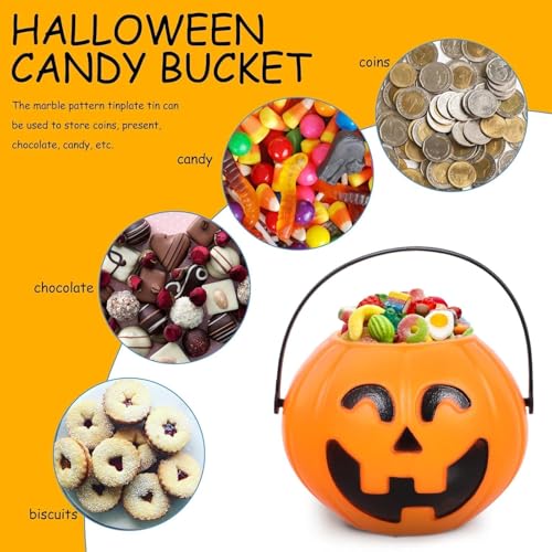 20PCS Mini Halloween Pumpkin Buckets - Plastic Trick or Treat Candy Buckets